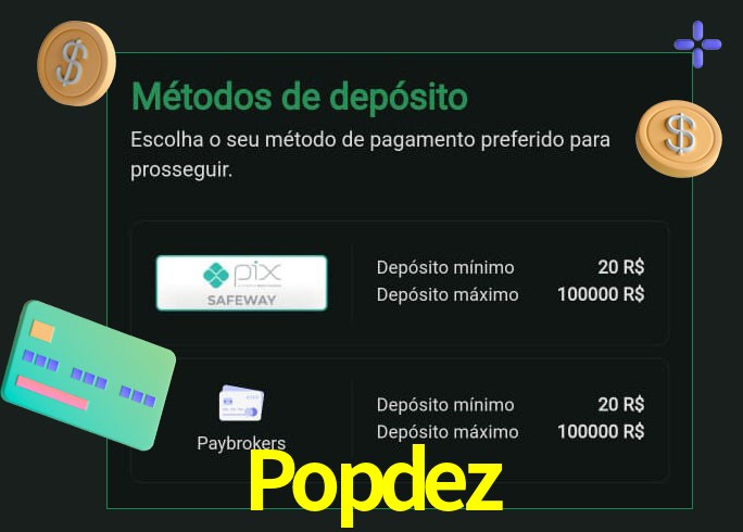 O cassino Popdez oferece uma grande variedade de métodos de pagamento
